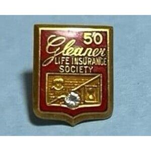 Vintage Gleaner Life Insurance Society Screw back Pin-1/10 10k w/ small stone